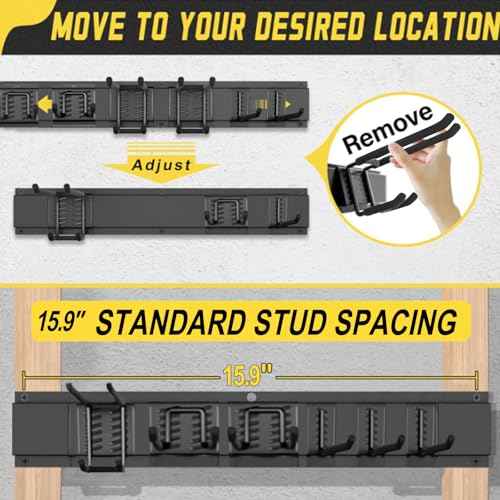 64'' Garage Tool Organizer Wall Mount, 18 PCS Adjustable Garden Tool Hanger Rack, Garage Hooks Heavy Duty, Shovel Holder Wall Mount, Storage Hooks for Hanging in Garage