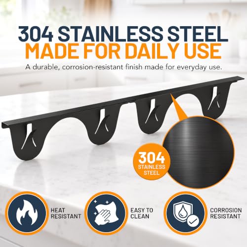 Linda’s Essentials Adjustable Stainless Steel Stove Gap Covers 13.8–27.5 in (2 Pack) Black