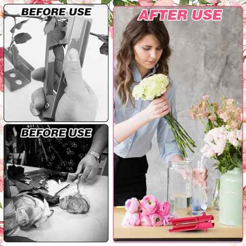 Rose Stem Thorn Stripper Tool Thorn Remover Leaf Stripper Tool, Flower Cleaner Cutter Rose Red, Floral Arrangements New Upgrades Efficient Professional Florist for Flower Shop Home Gardening