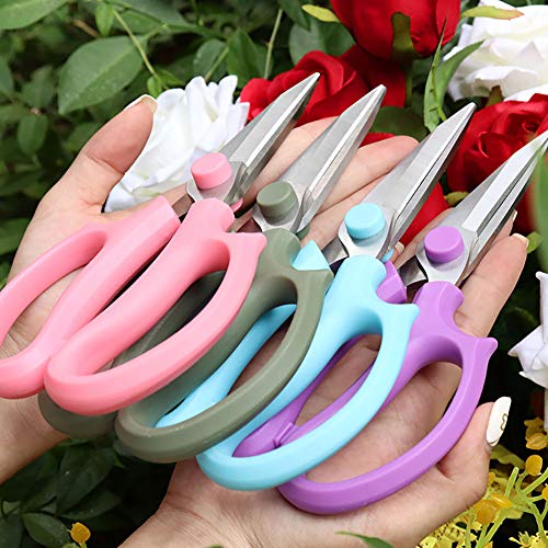 Leize Flower Scissors Grey Green Slender - Premium Stainless Steel Floral Shears for Pruning