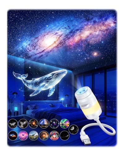 Afootry Starry Sky Galaxy Night Light Projector with 13 HD Films - 2-in-1 Holographic & Bedside Light