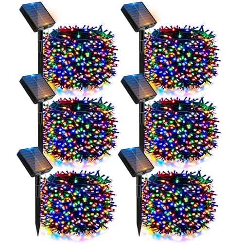 btfarm 6 Pack Solar Christmas Lights Outdoor, Total 236Ft 720LED Solar String Lights Outside Waterproof, 8 Modes Twinkle Tree Light Solar Powered for Xmas Garden Patio Party Wedding Decor, Multicolor