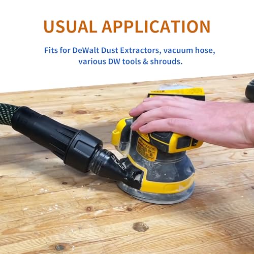 DWV9000 Universal Quick Connector for DeWalt Dust Extractors, 1-1/4 Inch Vacuum Hose Dust Collection Adapter, Vacuum Attachments Fits Sanders, Miter Saws, Table Saws, and Various Tools & Shrouds (1)
