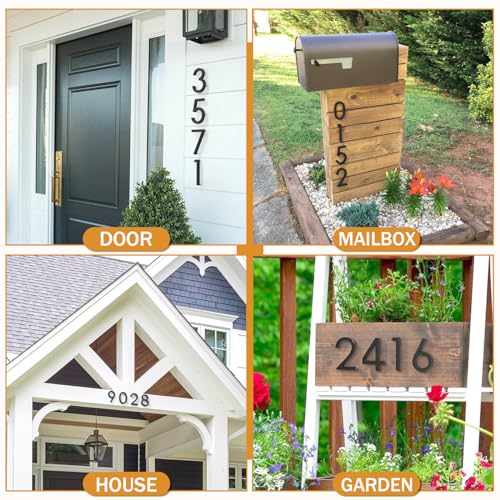 FumWens 6 Inch Floating House Numbers for Outdoors - Metal Address Sign Style 1
