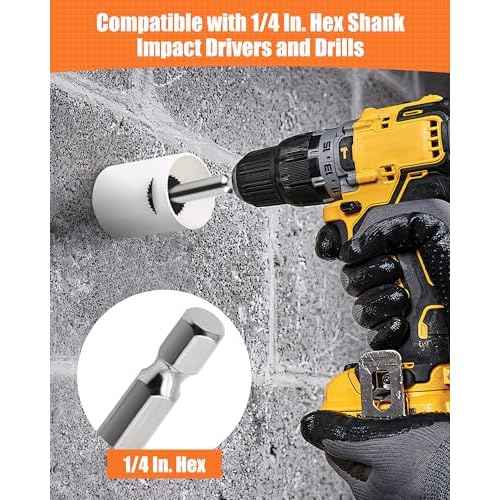 Inside Pipe Cutter for PVC Pipe with 5 Replacement Saw Blades, 1/4 Inch Hex Shank Impact Connect Inside PVC Pipe Cutter for Drill and Impact Driver, Internal Plastic Pipe Cutter Plumbing Tools