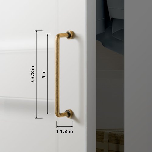 Goo-Ki 6 Pack 5'' Center to Center Antique Brass Cabinet Bar Pulls Vintage Drawer Handles Closet Classic Retro Home Kitchen Improvement Hardware