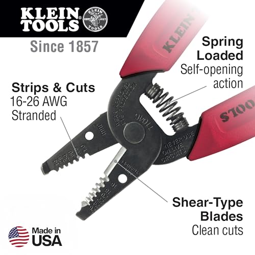 Klein Tools 11046 Wire Stripper/Cutter - USA Made, Precision Ground, Compact Nose for 16-26 AWG