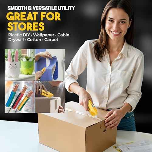 Auto Reload Utility Knife with 10 Preloaded SK5 Blades, Heavy Duty Box Cutter Retractable and Razor Knife with Non-Slip Rubber Handle and Lanyard Hole