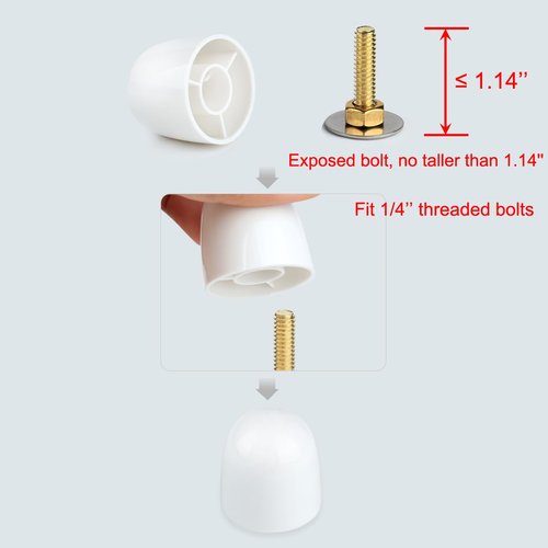 Toilet Bolt Covers Caps Decorative fit 1/4 inch Threaded Bolts, Toilet Floor Screw Bolt Covers