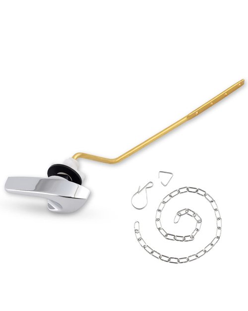 iFealClear Universal Brass Toilet Tank Flush Lever Handle, Side/Angle Mount Toilet Handle Compatible with Kohler K-GP30324-CP, Stainless Steel Flapper Chain, Chrome