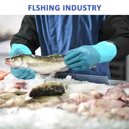 27" Chemical Resistant Gloves, Extra Long Elbow Length Rubber Glove with Cotton lining, Reusable Full Arm Pond Gloves for Dishwashing Cleaning Waterproof Resist Strong Acid, Alkali, Oil, XLL