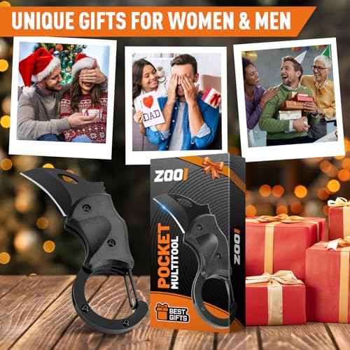 ZOOI Stocking Stuffers Gifts for Men Pocket Carabiner Gadgets, Mens Gifts for Christmas, Anniversary Birthday Gifts for Men Dad Husband Him Grandpa, White Elephant Gift for Adults, EDC Gadgets Tool
