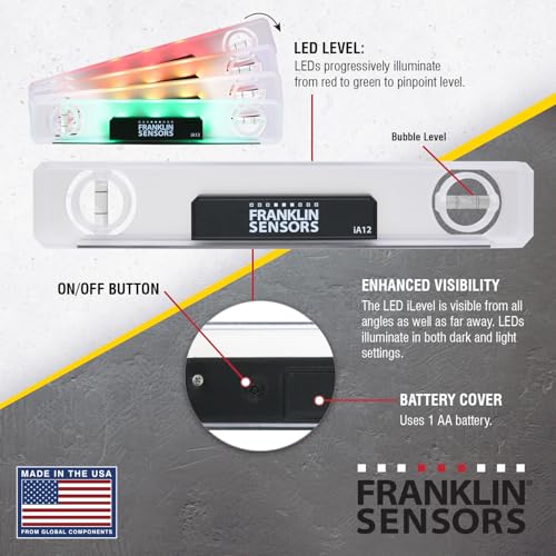 Franklin Sensors Light Level 12 Inch Digital Magnetic Leveler - Turns Green When Level, Model 12