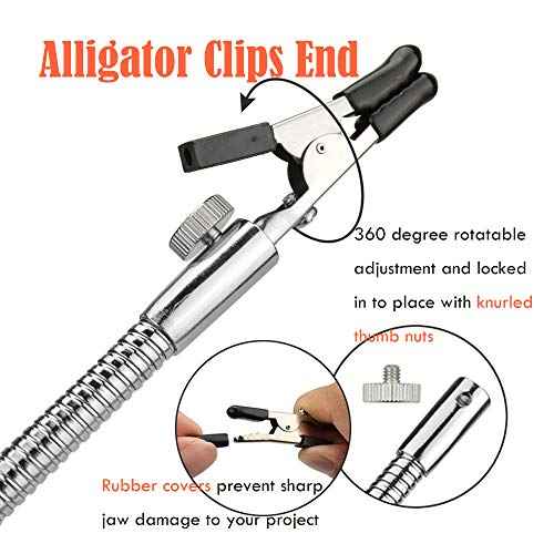 Toolour Helping Hands Soldering Third Hand Tool Tabletop Clamp Base with 2 Nickel Plated Flexible Arms and Rotatable Alligator Clips for Electronics Repair Assembly Jewelry DIY Arts Craft Hobby