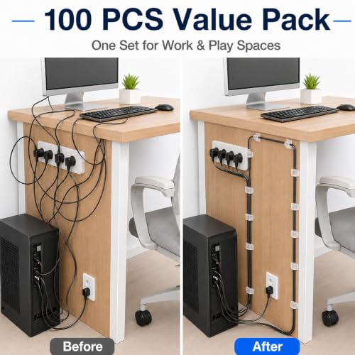 Abnii 100PCS Transparent Small Adhesive Cable Clips Wire Organizer