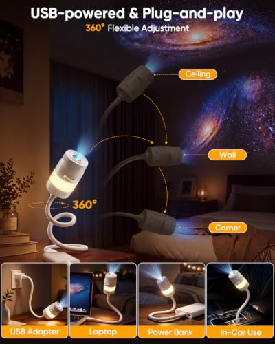 Afootry Starry Sky Galaxy Night Light Projector with 13 HD Films - 2-in-1 Holographic & Bedside Light
