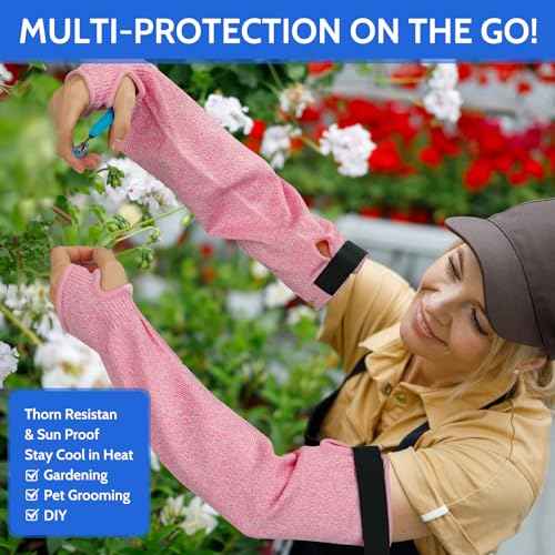 Cut Resistant Arm Sleeves ANSI Level A5, Kitchen Arm Thumb Hole Protectors for Thin Skin & Bruising, for men and women- Industrial Arm Guards for Welding, Glass Handling, Pet Grooming(Grey)