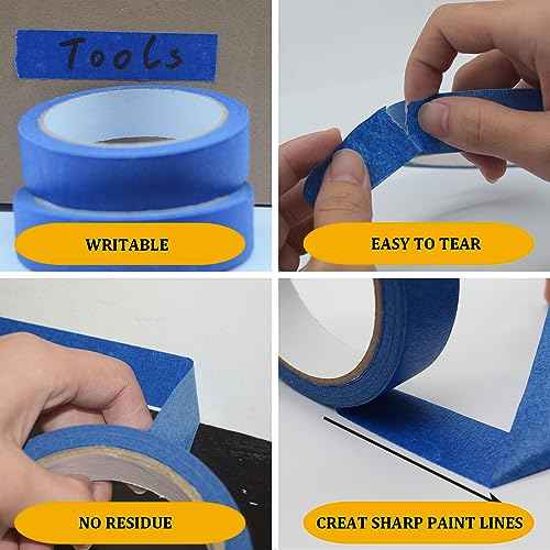 Masking Tape 0.94 inches x 66 feet, 6 Pack Multi-Surface Blue Painters Masking Tape Paint Tapes for Painting, Decorations, Crafts, Arts, Labeling, Indoor and Outdoor Use, Medium Adhesion