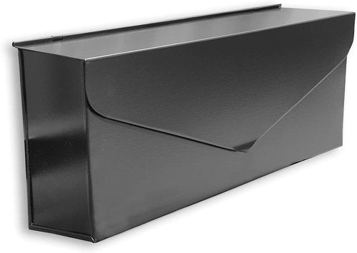 NACH Black Envelope Wall Mount Mailbox, Rust Resistant Metal Mailbox, Black Mailbox Wall Mount, Mailboxes for Outside Wall Mount, Outdoor Mailboxes, Wall Mailbox, 14.1 x 3.5 x 6 Inches, MB-6915BLK
