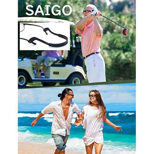 SAIGO Glasses Strap Anti-Slip Silicone Eyeglass Strap Eyewear Retainers Sports Elastic Soft Sunglass Cord Holder for Men Women 2PCS, Black, 25cm