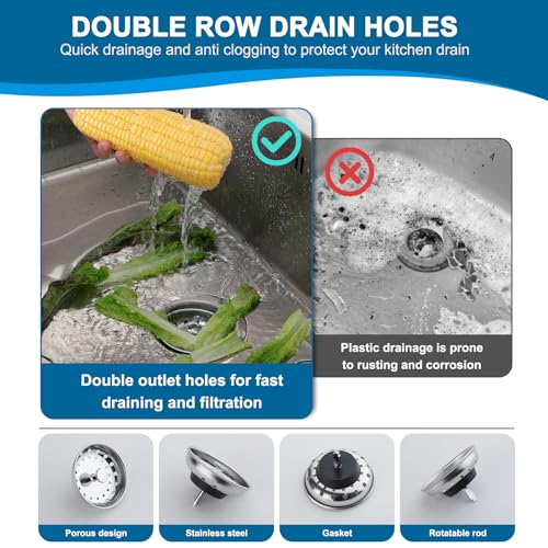 ZM Standard 3-1/2 Inch Kitchen Sink Basket Strainer with Stopper