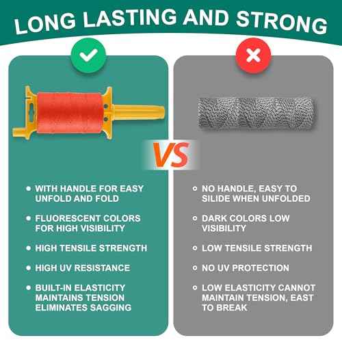 Mason String Line Reel with 10 String Line Level Kit, 540FT #18 Braided Nylon Mason String-line for Masonry Tools, Construction, Gardening, DIY(Orange)