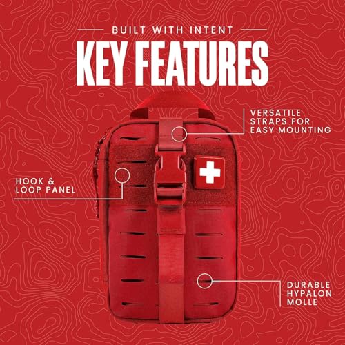 MyFak Mini First Aid Kit Red | Compact Emergency Travel Medical Kit - 70 Items