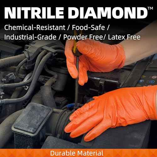 Beastek Nitrile Disposable Gloves, 8Mil Latex & Powder Free Chemical Resistant Heavy Duty Cooking Diamond Glove Orange 100Pcs