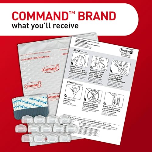 Command Clear Cord Clips Pack of 13 with 16 Strips - Damage-Free Cable Organizer