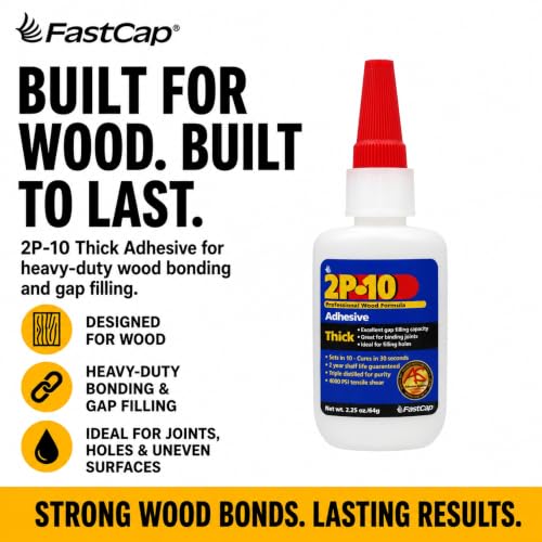 FastCap 80208 2P-10 Thick Wood Adhesive Glue 2.25 Oz Refill for Professional Woodworking