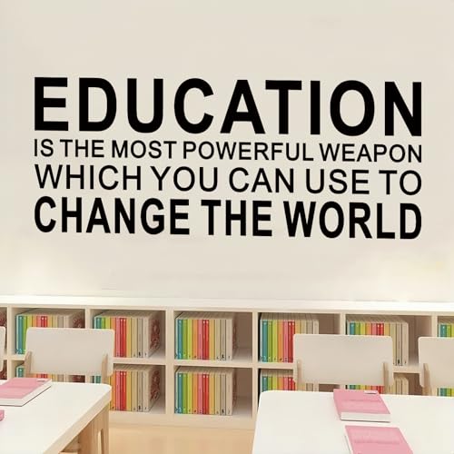 Motivational Quotes Wall Stickers for Classroom: Inspirational Vinyl Art Wall Decals for Library School - Education Change The World 23" X 9"
