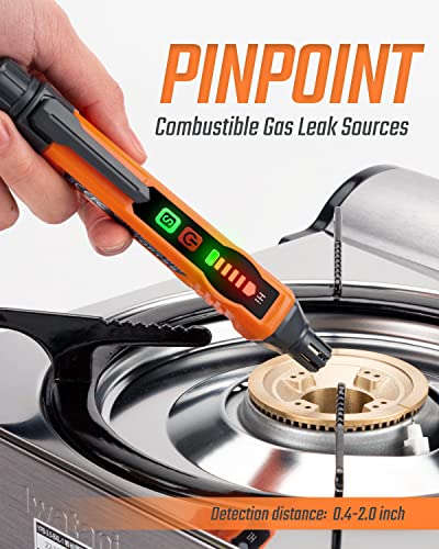 TOPTES Orange Gas Leak Detector PT177 - Portable Combustible Gas Sniffer with Audible & Visual Alarm