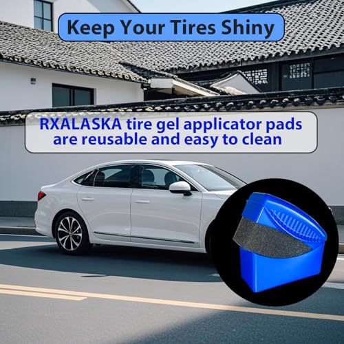 2 Pack Tire Shine Applicator Pads, Curved Tire Sponge Applicator, Reusable Tire Gel Applicator Forms with Lid, Tire Dressing Applicator for Car Detailing Cleaning