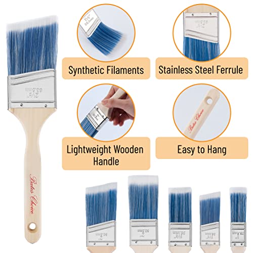Bates Choice 6 Pack Paint Brushes with Wood Handles - Angled & Flat, 1
