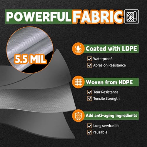 RAINDEWAY 8x10ft Blue/Silver Waterproof Poly Tarp Cover - 5.5 Mil Multipurpose