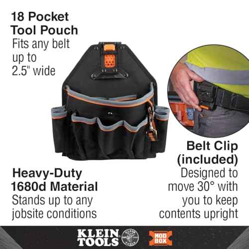Klein Tools MODbox Tool Pouch, Electrician Bag, Quickly Attach and Release from Tool Belts and MODBox Rail System