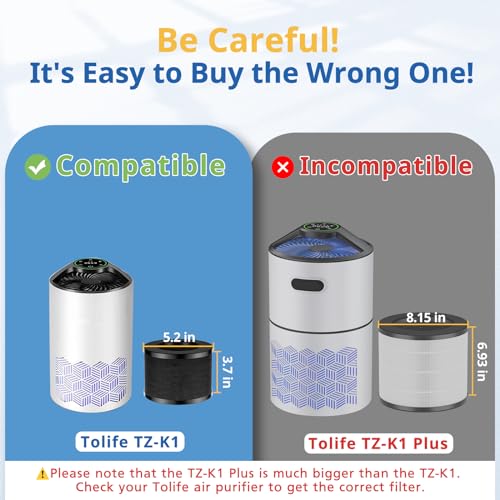 TZ-K1 Replacement Filter for ToLife TZ-K1 & VOOPNU DH-JH12 Air Purifiers | White 2 Pack