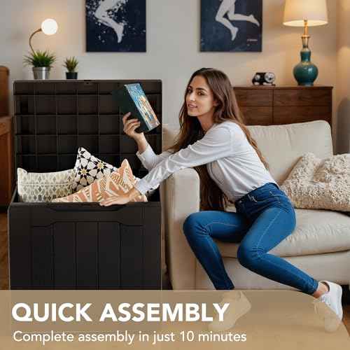 Devoko 30 Gallon Resin Deck Box Waterproof Outdoor Storage Box for Patio Furniture Pool Accessories Indoor Storage for Cushion Garden Tools (30 Gallon, Black)