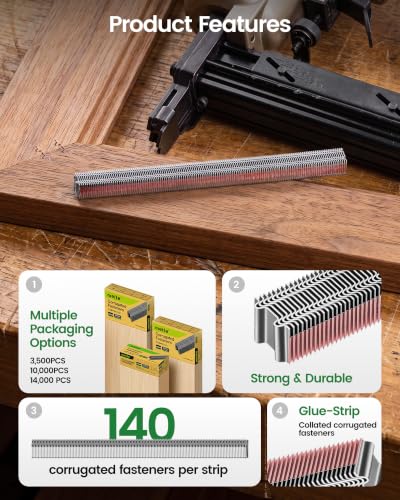 Meite Corrugated W Staples 3/8-Inch Length, 1/2-Inch Crown, 3,500 PCS (Variation: 3/8")