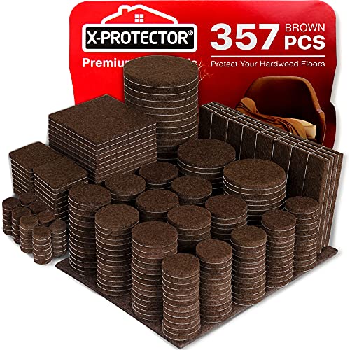 X-Protector 357 PCS Brown Felt Furniture Pads Set for Floor Protection