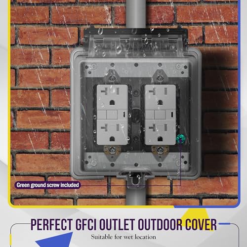 ENERLITES Weatherproof Outdoor Electrical Outlet Box 3 Holes 0.50" - 2-Gang, Grey