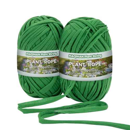 MAQIHAN 2 Pack Garden String - Plant Ties, Garden Twine, Gardening Tape, Tree Support, Stretchy Trap for Trees,Flowers,Green Soft Ties for All Plants All Gardeners(35M/Roll,115FT)