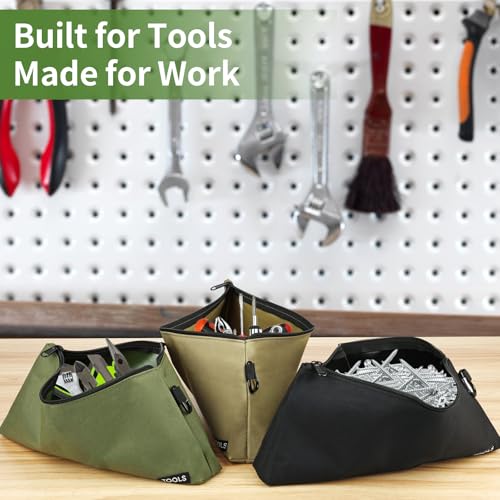 Multicolored 12 Inch Zipper Tool Pouches Set of 3 with Flat Bottom and Carabiners