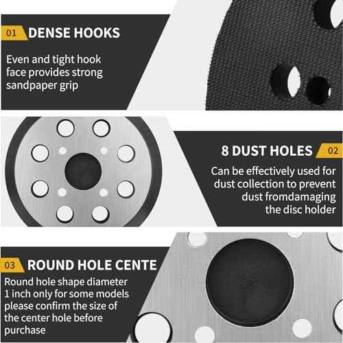 2 Pack 5 in 8 Hole Hook & Loop Orbital Sander Metal Pad Compatible with SKIL SR211601 SR6604B-10 SR660302 SR660302 Random Orbital Sander Replacement Part