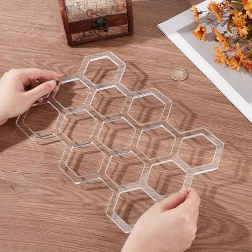 MAYJOYDIY Honeycomb Transparent Acrylic Templates 11.7x7.8 Inch Honeycomb Router Template Acrylic Hexagon Woodworking Template for Painting Graffiti Handicraft Decorative Design