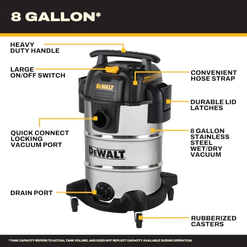 DeWalt 8 Gallon 5 Peak HP Wet & Dry Shop Vacuum with Blower and Accessories
