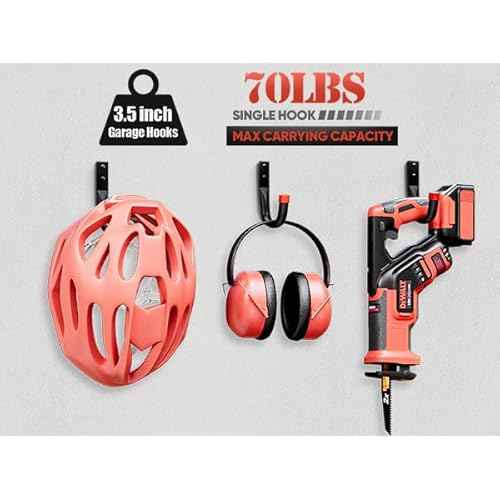 Nacial 24 Pack Garage Hooks Heavy Duty, 3.5" Garage Wall Hook with EVA Pads, 100LBS Capacity Hooks for Hanging Bikes, Kayak Folding Chairs and Hanging Ladders