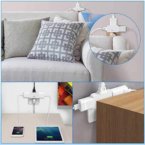 Romeda 3-Pack White Flat Wall Outlet Extenders Foldable 3-Way Adapter for Home & Travel