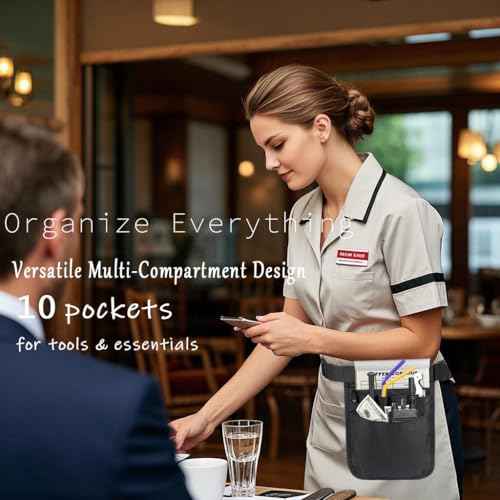 Waitress Apron with Pocket, Server Work Tools Waist Bag, Adjustable Utility Belt for Nurse, Hair Stylists