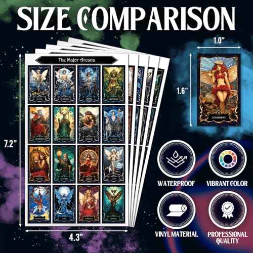 Pack 80 Pcs Witchy Astrology Fairy Tarot Card Stickers for Journaling Water Bottles Laptop Scrapbooking Teens Girls Boys Adults Waterproof Aesthetic Sticker Small Vinyl Decals
